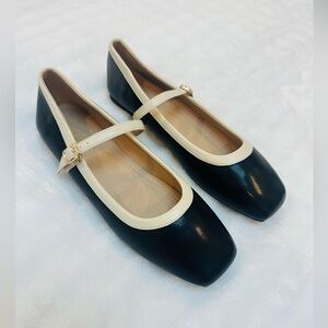 Black and Cream Mary Jane Flats